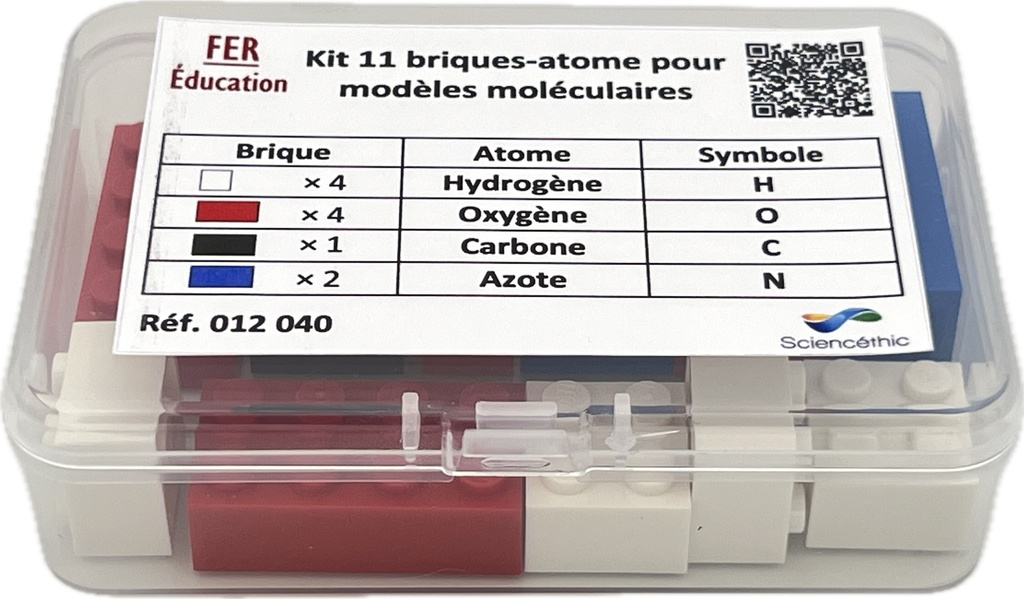 Kit 11 briques-atomes pour modèles moléculaires